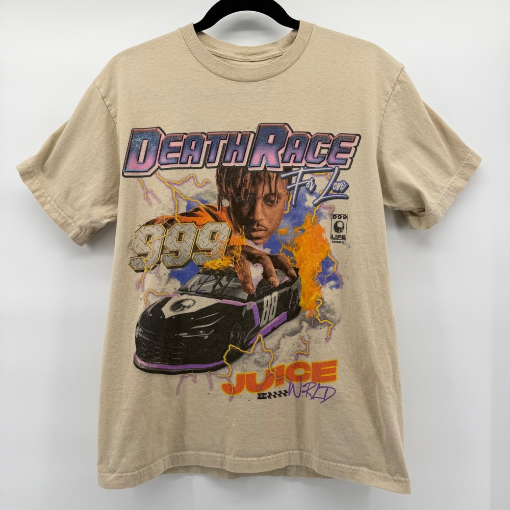 Juice WRLD T-Shirt Men Medium Tan Death Race For Love Graphic Tee 2019 Hip Hop